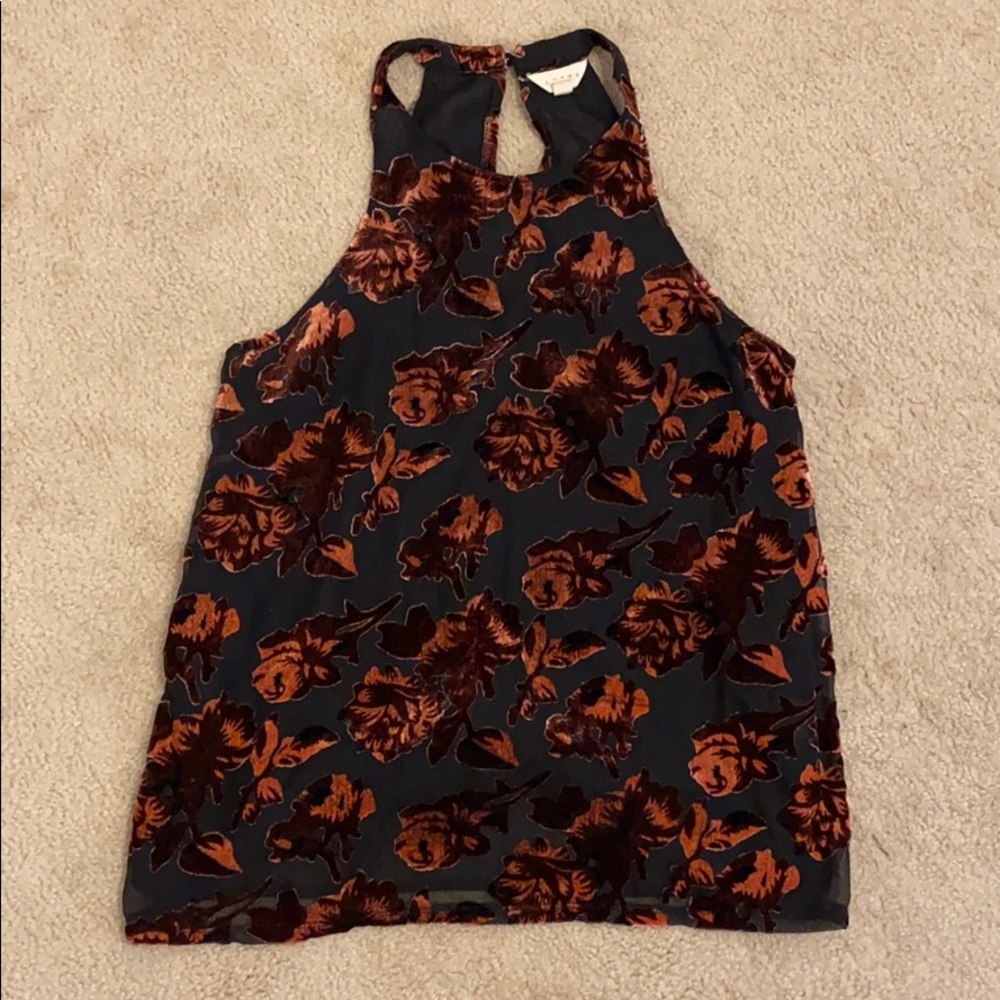 Tank top with velvet flower design